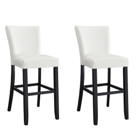 Solid Wood High elasticity High Bar Stool White (Set of 2)