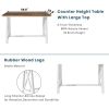 7-Piece Counter Height Farmhouse Wooden Dining Table Set, Rustic Kitchen Furniture Set with 6 Upholstered Dining Chairs