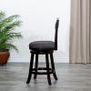30" Bar Height X-Back Swivel Stool, Espresso Finish, Charcoal Fabric Seat