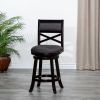 30" Bar Height X-Back Swivel Stool, Espresso Finish, Charcoal Fabric Seat