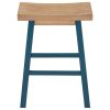 Farmhouse Rustic 2-piece Counter Height Wood Kitchen Dining Stools for Small Places, Light Walnut+Blue