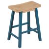 Farmhouse Rustic 2-piece Counter Height Wood Kitchen Dining Stools for Small Places, Light Walnut+Blue