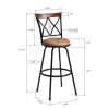Adjustable Swivel Bar Stool, Set of 2, Faux Suede, Brown