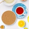 Coasters for Drinks Set of 6, Ocean Style Drink Coasters with Holder, Round Marble Absorb Water Cork Coaster for Coffee Table Gifts Home Decor, 4 Inch
