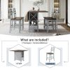 Farmhouse Wood Counter Height 5-Piece Dining Table Set with Drop Leaf, Kitchen Set with Wine Rack and Drawers for Small Places